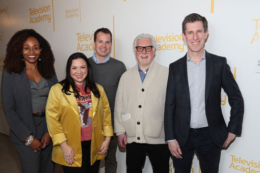 (From left) Pearlena Igbokwe, Gloria Calderón Kellett, Casey Bloys, Frank Scherma and Craig Erwich